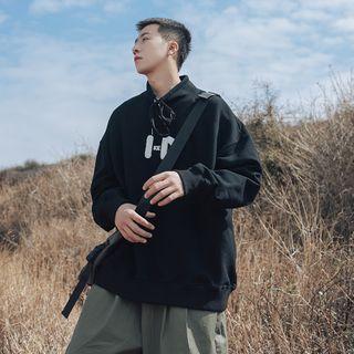 Mock-turtleneck Long-sleeve Drawstring Sweatshirt