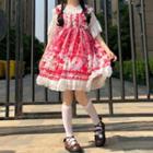 Plain Blouse / Rabbit Print Pinafore Dress / Heart Headband