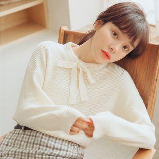 Ribbon Long-sleeve Knit Top