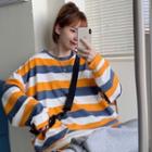 Striped Long-sleeve Sweatshirt With Bag