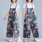 Print Denim Back Strap Wide-leg With Jumpsuits