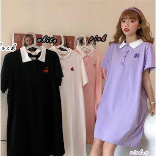 Short-sleeve Fruit Print Polo Dress