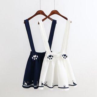 Cat Paw Embroidered Strap Jumper Skirt