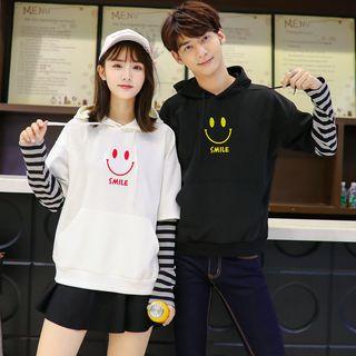 Couple Matching Mock Two-piece Smiley Long-sleeve Hoodie