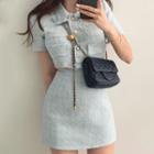 Button-up Short-sleeve Top / A-line Skirt