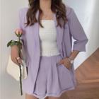 Single Button Elbow-sleeve Blazer / Shorts