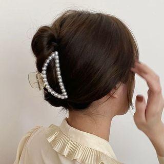 Faux Pearl Hair Clamp F08 - White & Transparent - One Size