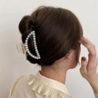 Faux Pearl Hair Clamp F08 - White & Transparent - One Size
