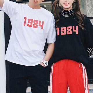 Couple Matching Number Print Short Sleeve T-shirt