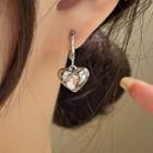 Rhinestone Heart Drop Earrings 1 Pair - Clip-on Earrings - One Size