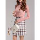 Checked Tweed H-line Skirt