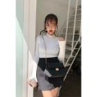 Band-waist Pintuck-trim Skirt