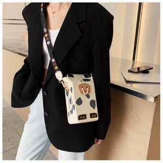 Cartoon Cow Crossbody Bag White - One Size