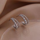 Layered Sterling Silver Open Hoop Earring 1 Pair - Double Layer Earrings - Silver - One Size
