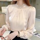 Mock-neck Faux Pearl Blouse