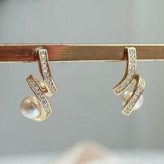 Twisted Rhinestone Dangle Earring 1 Pair - As Shown In Figure - One Size