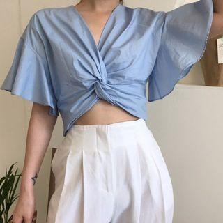 Short-sleeve Twisted Blouse