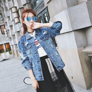 Ripped Denim Buttoned Jacket