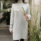 Mock-neck Cutout-detail Long Sweater
