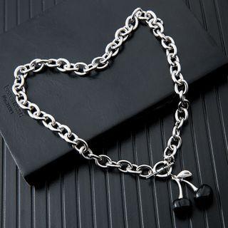 Cherry Necklace Black Cherry - Silver - One Size