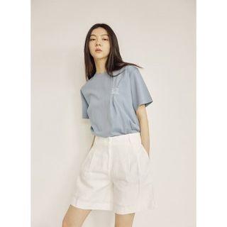 Pintuck-trim Embroidered T-shirt