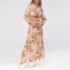 Set: Floral Cropped Blouse + Maxi A-line Skirt