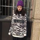 Zebra Print High-neck Pullover