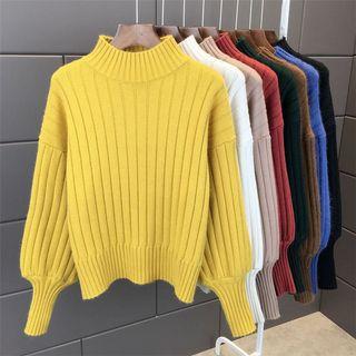 Mock-neck Puff Sleeve Sweater