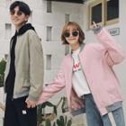 Couple Matching Applique Zip-up Jacket