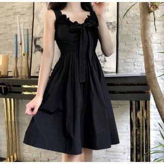 Wide Strap Ruffled A-line Dress