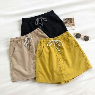 Drawstring Buttoned Skort
