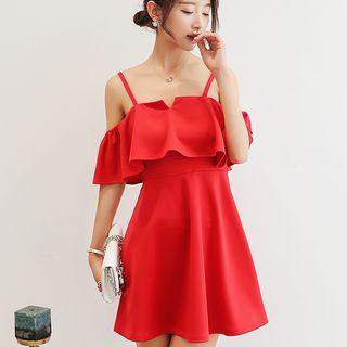 Off-shoulder Ruffled A-line Mini Dress