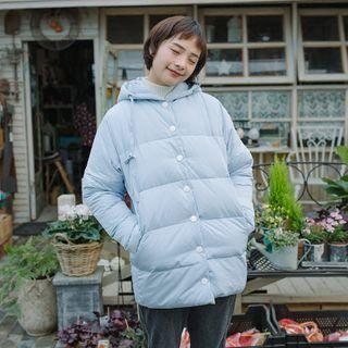 Hooded Down Jacket Light Blue - One Size