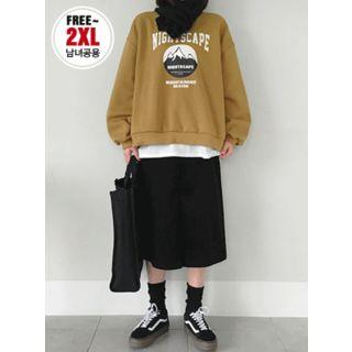 Couple Lettering Brushed-fleece Lined Sweatshirt