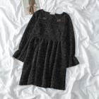 Square Neck Glittered A-line Dress Black - One Size