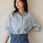 Flap-pocket Round-hem Shirt