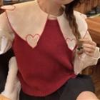 Heart Embroidered Blouse / Sweater Vest