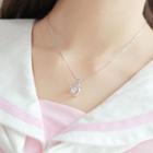 925 Sterling Silver Rhinestone Cube Necklace