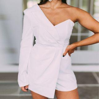 One-shoulder Blazer Romper