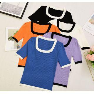 Round Collar Knit Short-sleeved Top