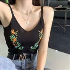 Asymmetric Floral Embroidered Camisole