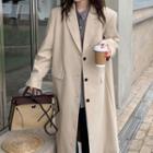 Single-breasted Padded Shoulder Long Trench Coat