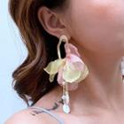 Faux Pearl Fabric Petal Dangle Earring As Shown In Figure - One Size