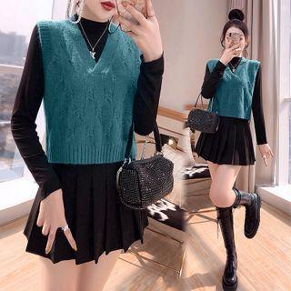 Set: Knit Top + Knit Vest + Skirt