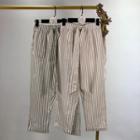 Striped Tie-waist Straight-cut Pants