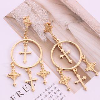 Alloy Cross Fringed Earring Gold - One Size