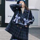 Bow Plaid Blazer / Mini A-line Skirt
