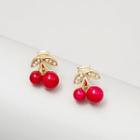 Cherry Rhinestone Earring 1 Pair - E24561 - Gold - One Size