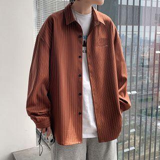 Long Sleeve Striped Embroidered Shirt
