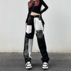 Patchwork High Waist Loose Fit Jeans